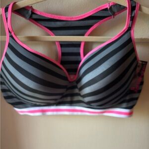 Just Intimatex Striped Black and Pink Women's Sports Bra